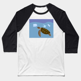 Plastic waste in ocean affect to marine life. Environmental damage concept. Baseball T-Shirt